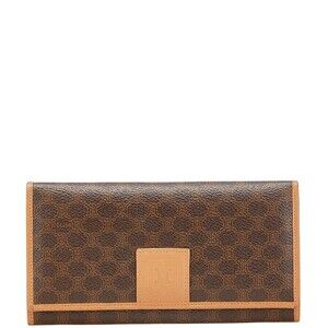 Celine Macadam long wallet brown leather